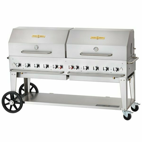 Crown Verity MCB-72RDP Liquid Propane 72in Mobile Outdoor Grill with Roll Dome Package 255MCB72RDPL